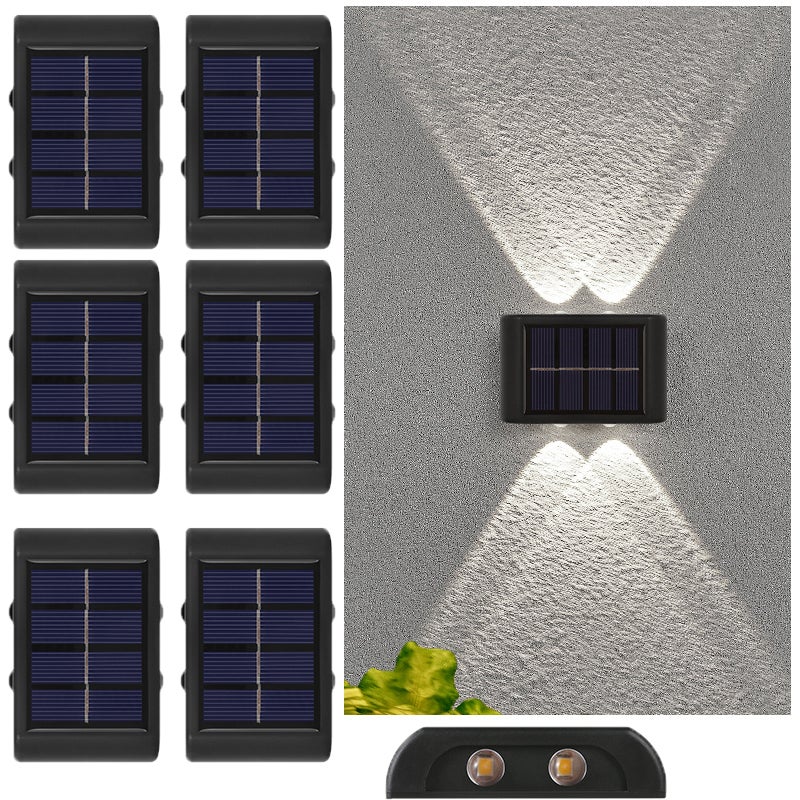 Zasilane energią słoneczną oświetlenie zewnętrzne w górę iw dół wodoodporne na ganek balkon ogrodzenie ogrodowe Światło białe PCS