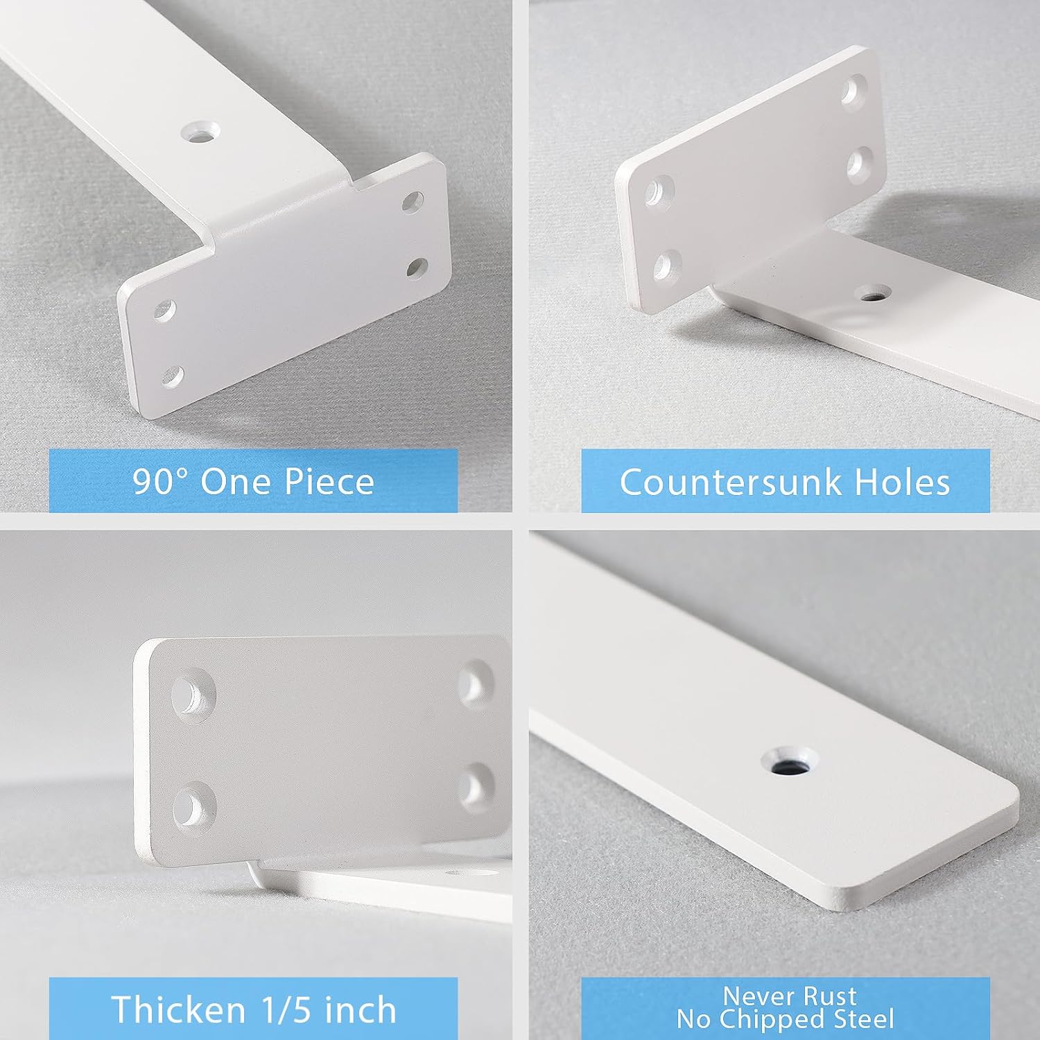 (Blanc, 15 cm) Lot de 2 supports d'étagère robustes pour montage mural, capacité de charge de 75 kg, support de suspension en forme de T - 2