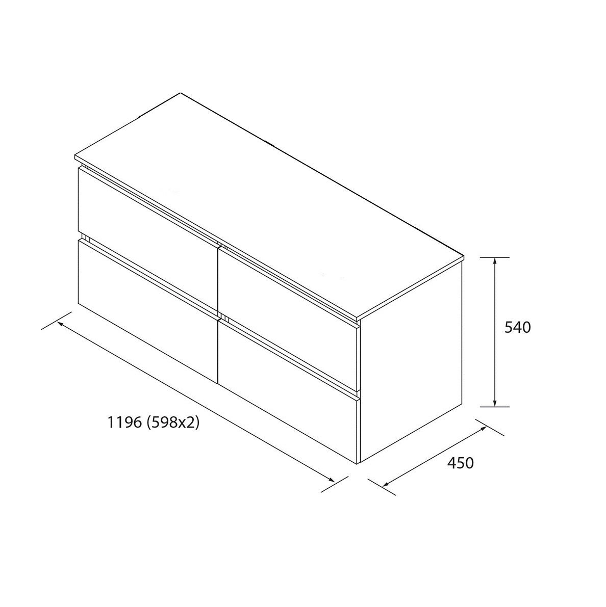 Meuble de salle de bain BEQUIA 120cm Chêne | Avec plan toilette (vasque non incluse) - 5