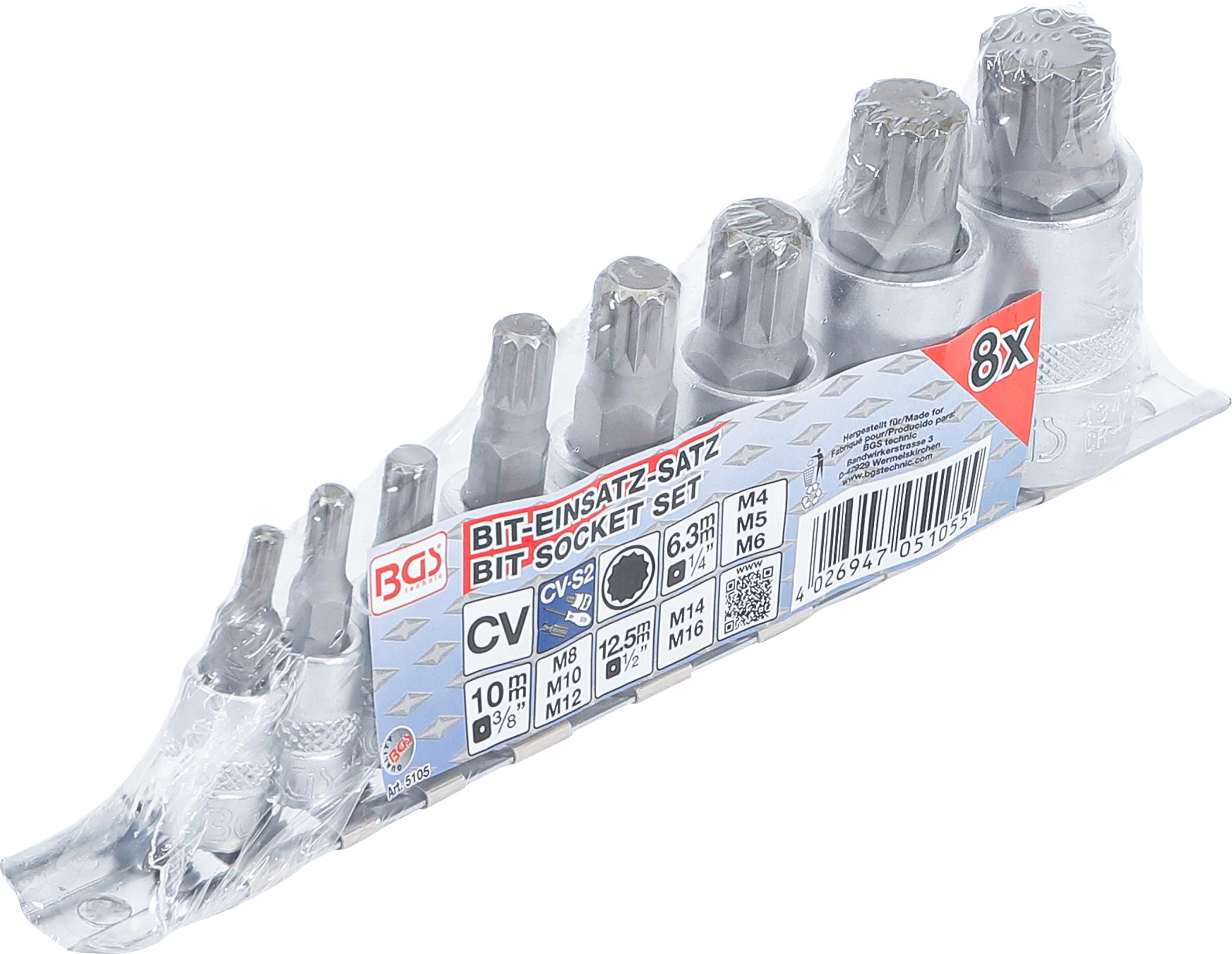 Jeu de douilles à embouts BGS TECHNIC pour XZN - denture multiple M4/M16 - 8 pcs - 5105 - 3