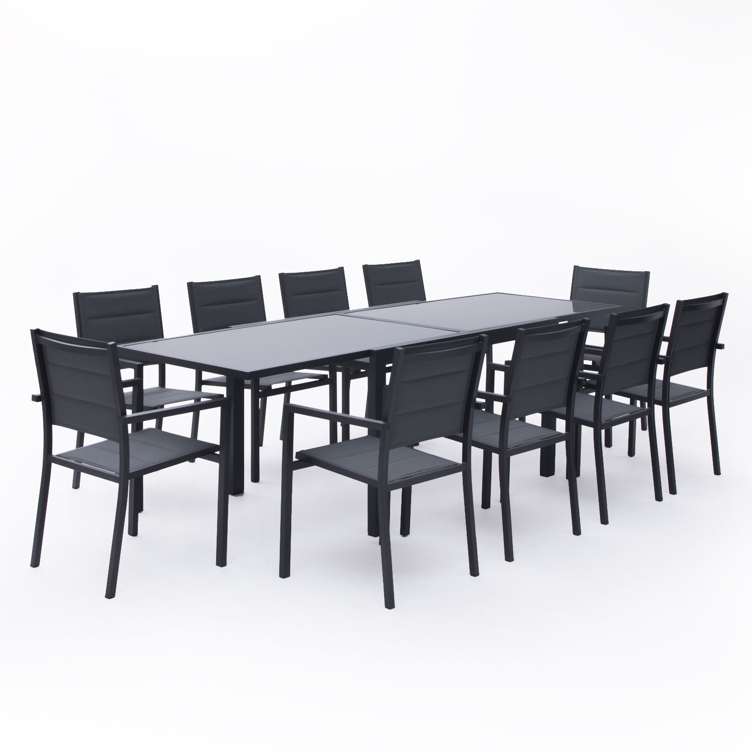 Salon de jardin extensible gris et anthracite 10 places LAMPEDUSA - 2