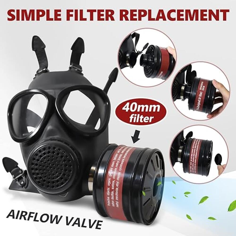 Respirateur intégral avec filtre à charbon actif de 40 mm, respirateur à gaz pour vapeur organique, chimique, soudure, anti-poussière, peinture - 5