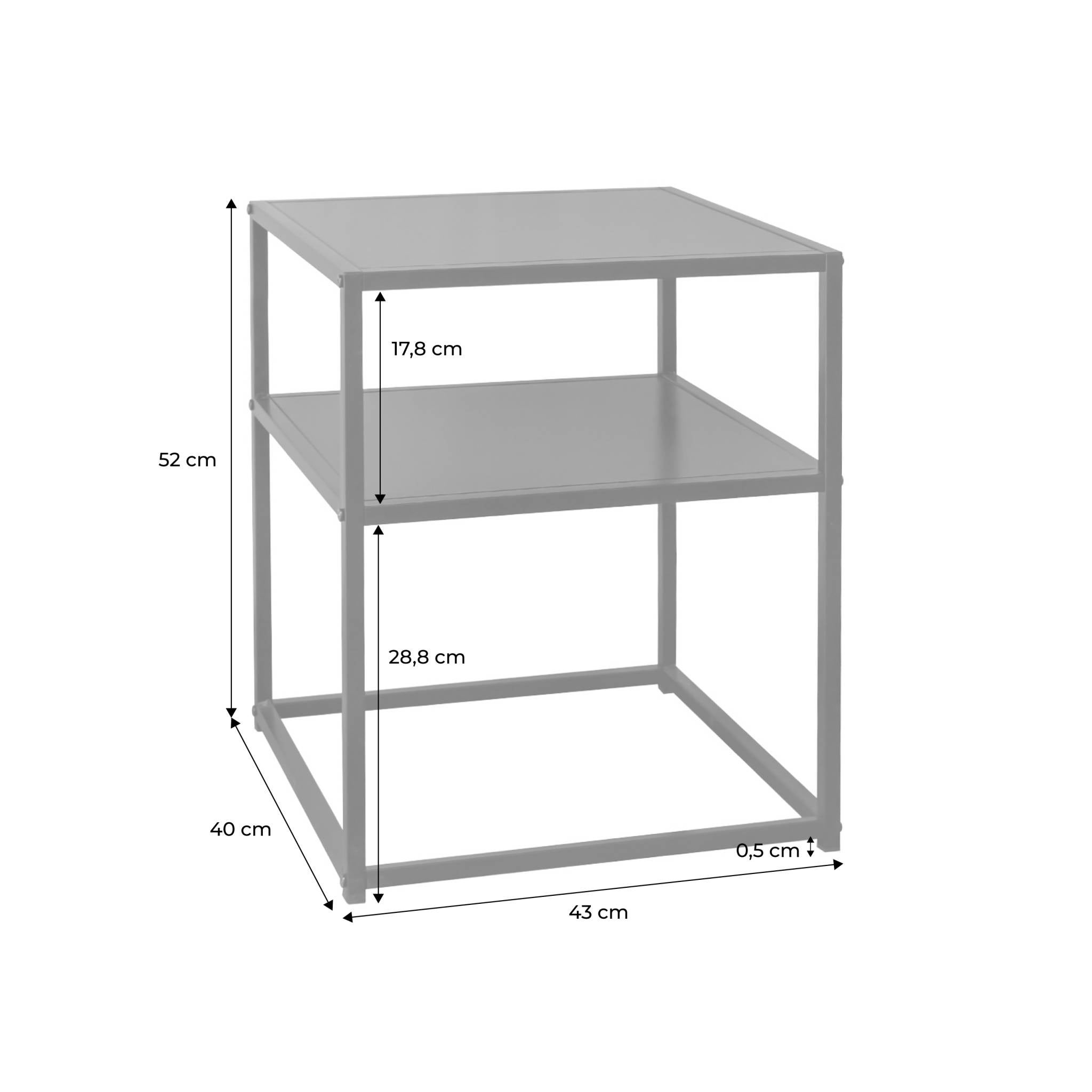 Mesita de noche de metal con estantería, Industrielle, Negro, 43x40x52 cm - 2
