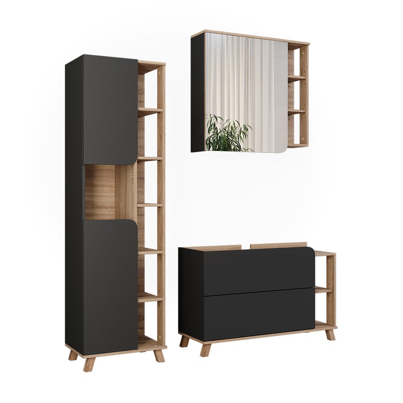 Vicco Zestaw mebli łazienkowych Karen, Sonoma/antracyt, 3 części