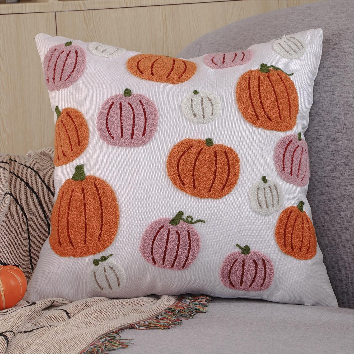 Poszewka na poduszkę Halloween 45 x 45 cm, dekoracyjna poszewka na poduszkę z dynią, wymienna poszewka na poduszkę na sofę do salonu