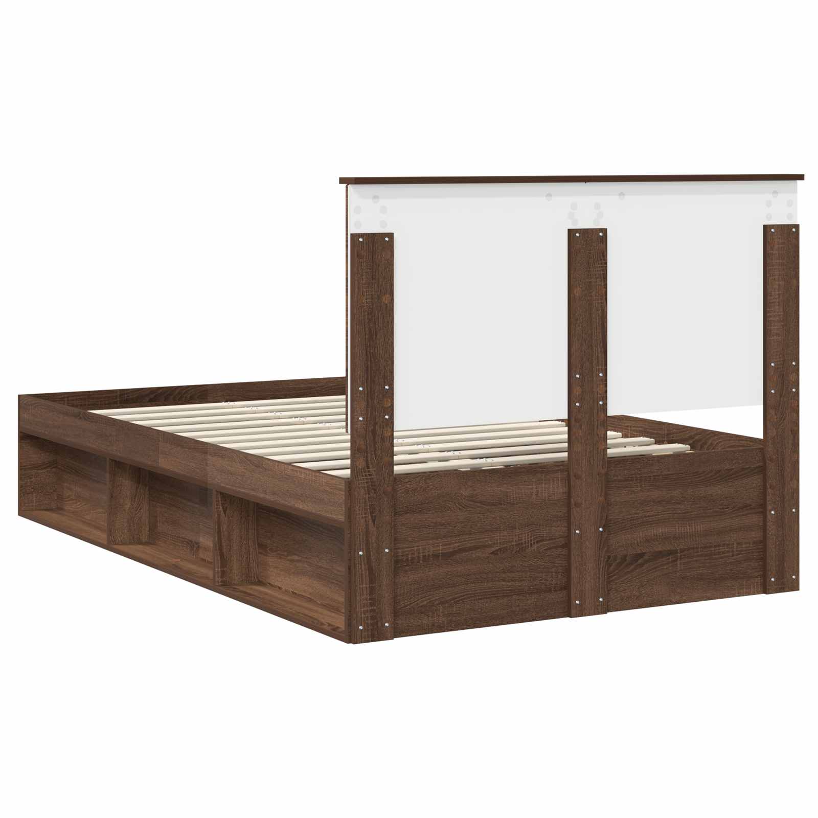 Cadre de lit chêne brun en bois de pin massif pour la chambre, 120 × 190 cm - 9