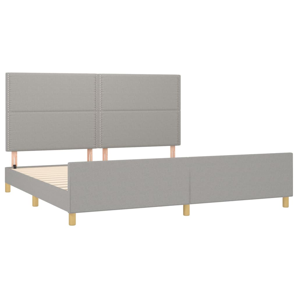 Cadre de lit sans matelas gris clair 200 x 200 cm en tissu - 4