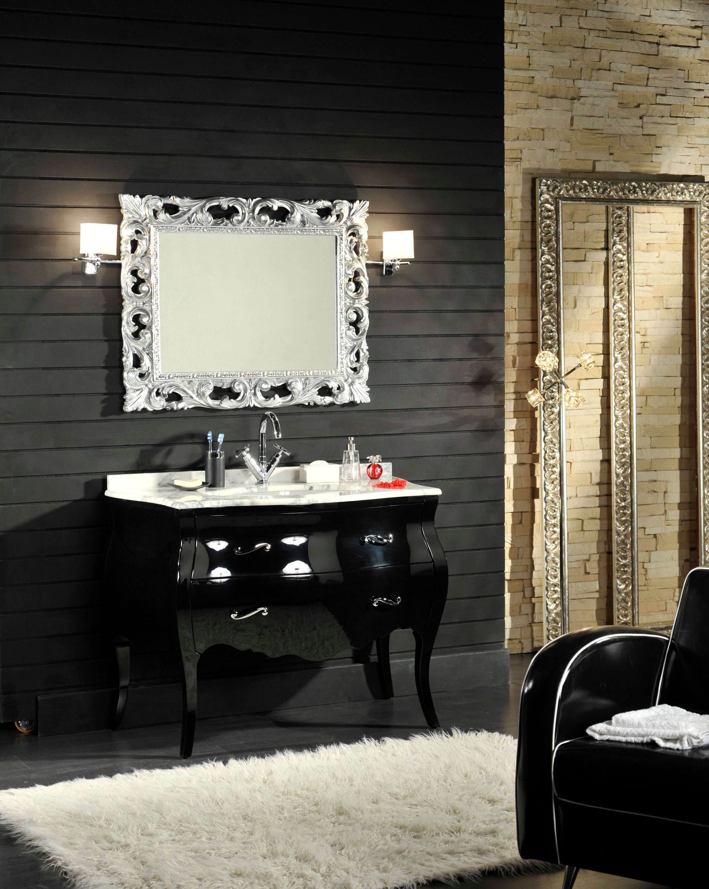 Ensemble de salle de bain : Meuble simple vasque et miroir