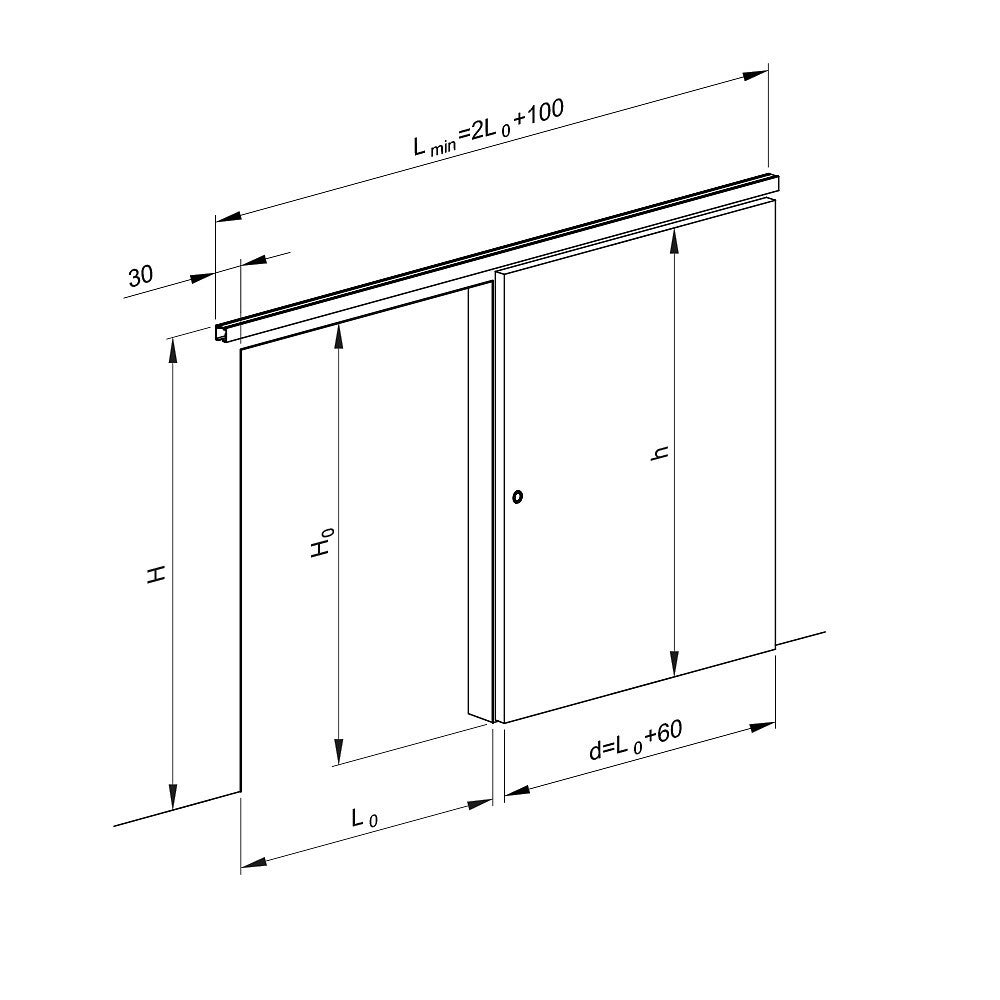 Système coulissant SLID'UP 170 pour 1 porte jusqu'à 750 mm - rail 1,5 m - 120 kg - 9