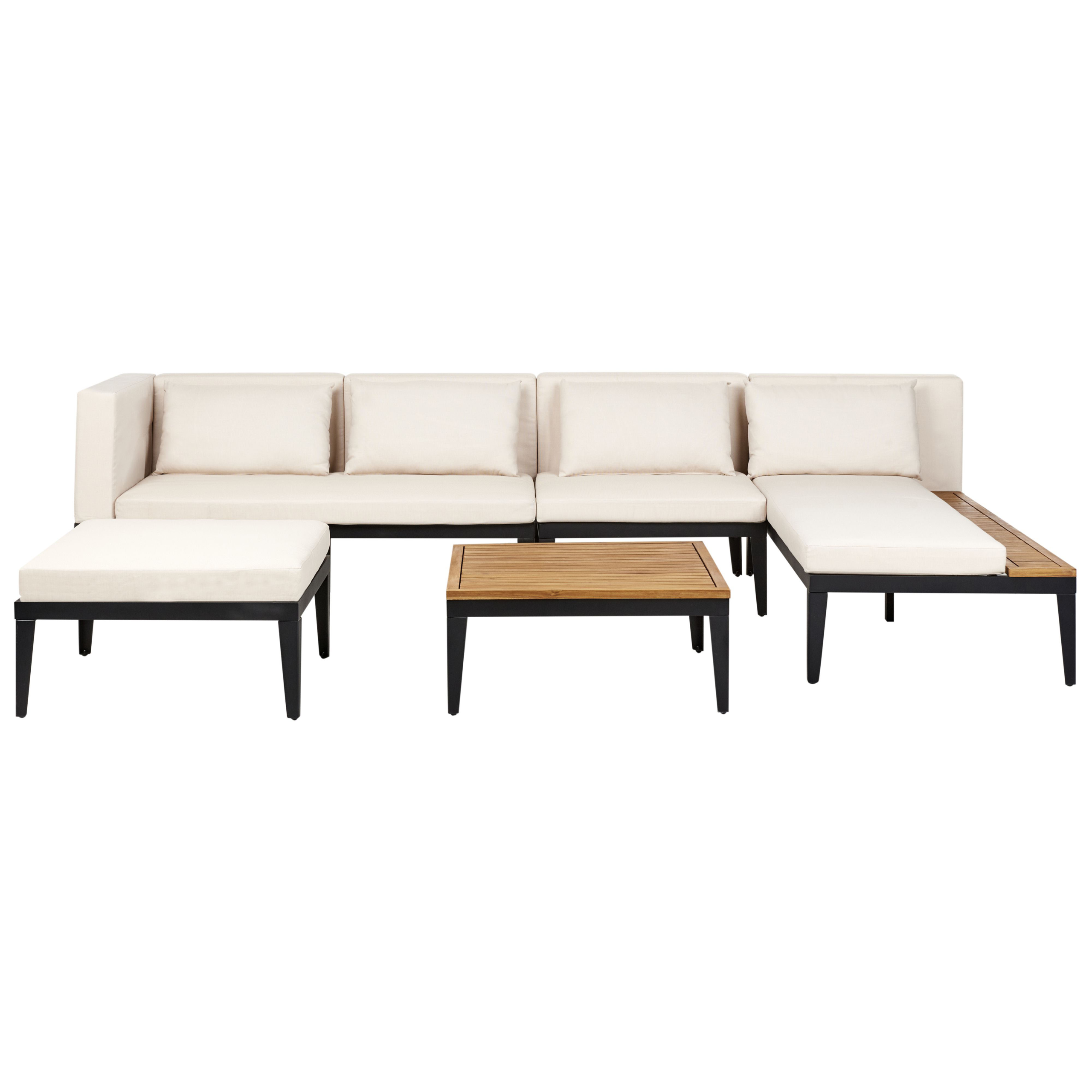 Set lounge pentru grădină cu otoman cu 4 locuri BRACCIANO Stânga Bej deschis Lemn de acacia certificat