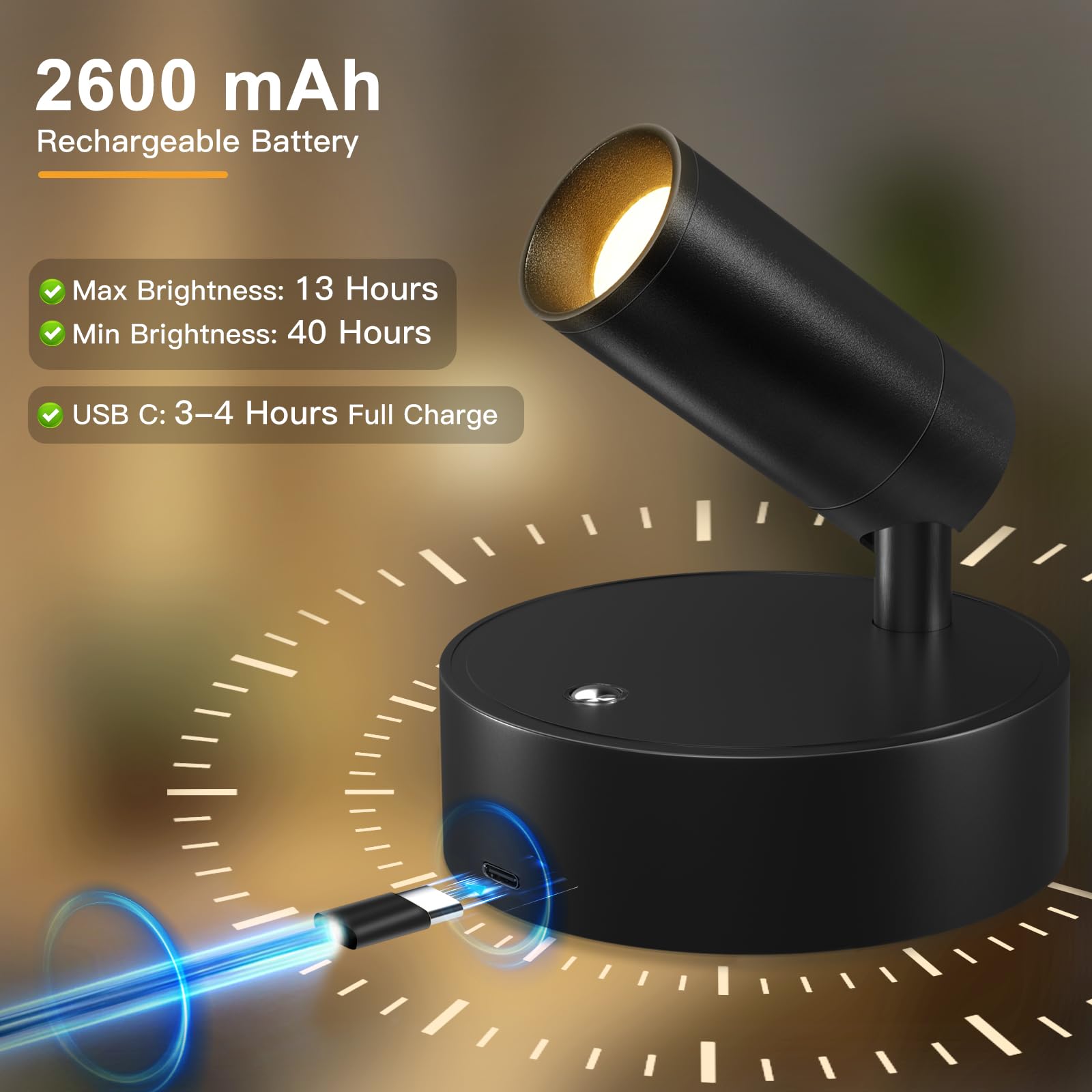 Focos de interior, focos LED inalámbricos, iluminación indirecta de ...