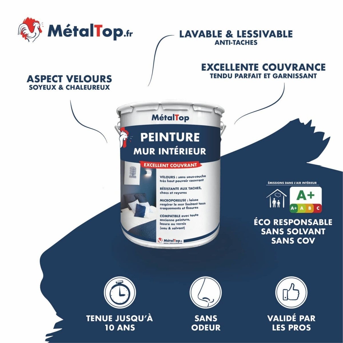 Peinture Mur Interieur - Gris anthracite - RAL 7016 - 5 L - Métaltop - 3