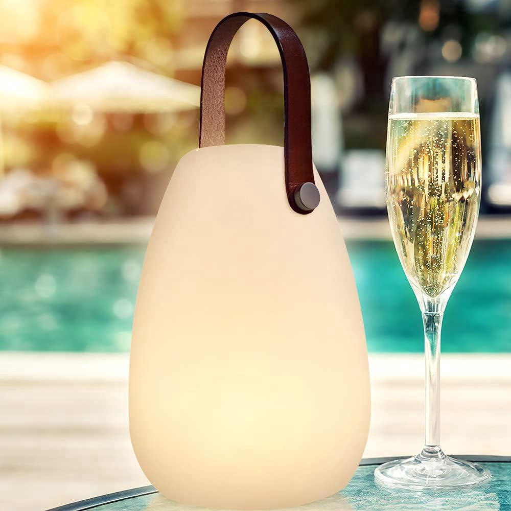 Lampe de table LED extérieur avec Télécommande Blanc chaud 8 couleurs Intensité variable Lampe de Table sans fil étanche Décoration idéale (ronde) - 3
