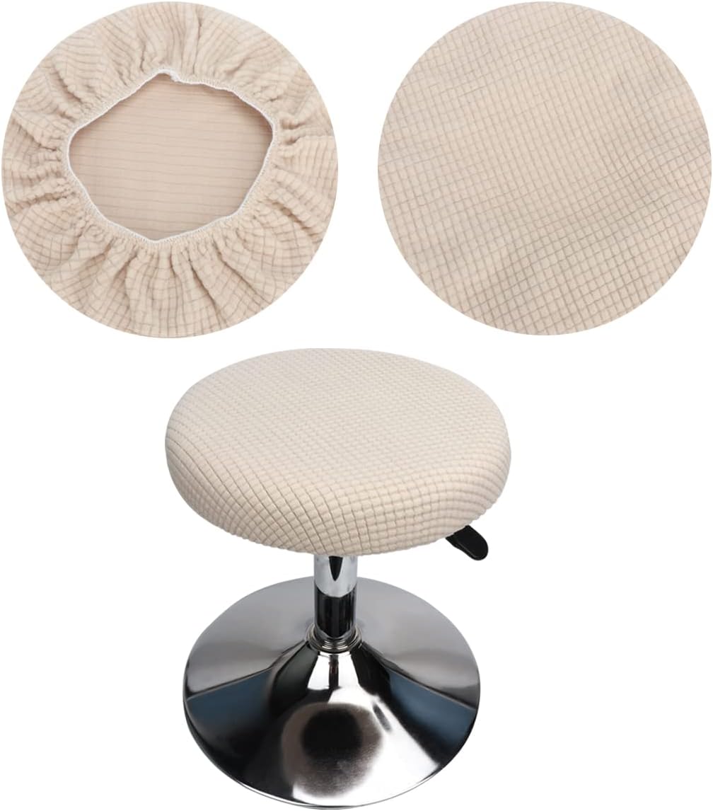 2 szt. beżowy pokrowiec na okrągły stołek, okrągły pokrowiec na stołek barowy, elastyczny pokrowiec na okrągły stołek, zmywalny, łatwy w pielęgnacji,