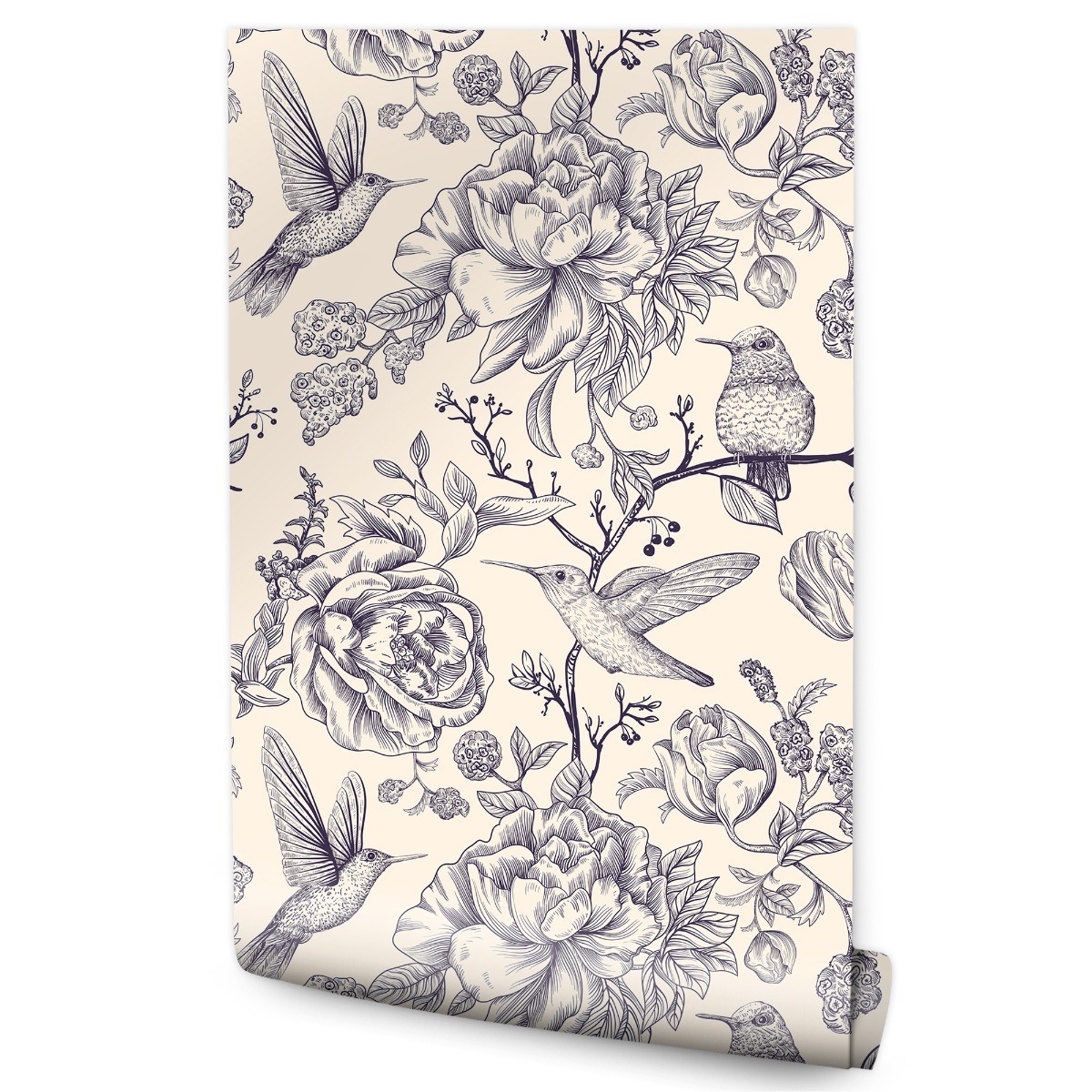 Vlieseline Papier Peint Pour La Chambre OISEAUX Fleurs Retro | Leroy Merlin