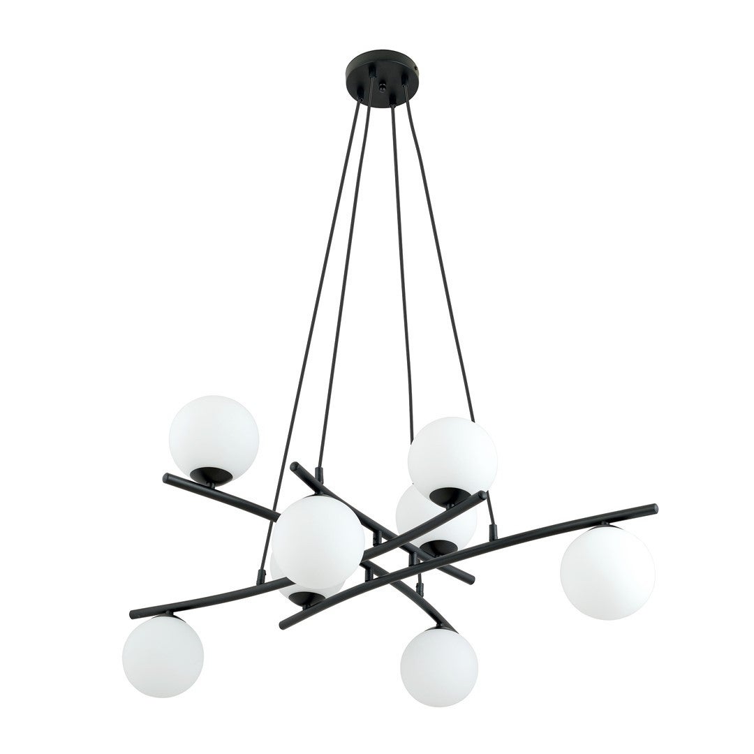 Żyrandol ESSA czarno-biała 8 x E14 x 10W wym:100x100x100cm Emibig