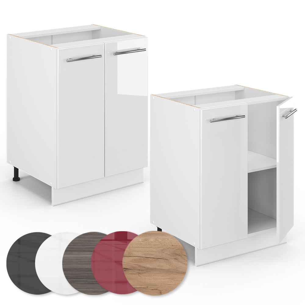 Vicco Meuble bas de cuisine Fame-Line, Blanc Haute brillance, 60cm sans PT - 5