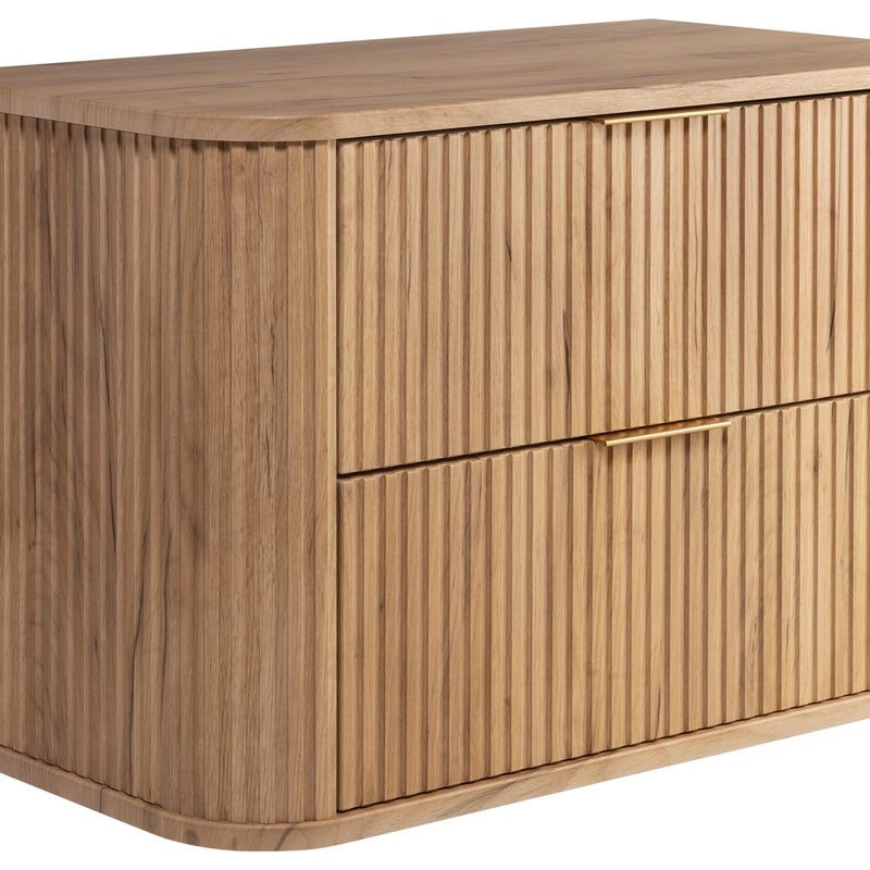 Szafka łazienkowa GLAMOUR 80 cm DĄB CRAFT wisząca ryflowana 2 szuflady SOFT CLOSE + 2 kolory uchwytów