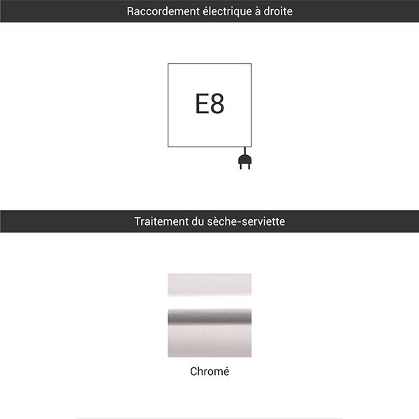 Sèche-serviette électrique chromé - (HxL) 1580x600 mm - 600 Watts - 600 Watt - ALE1580-600E8CRO - 3