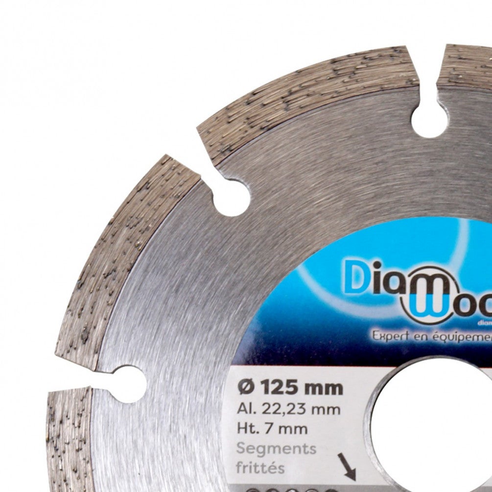 DIAMWOOD Disque Diamant 125mm à Concrétion Carbure Multi-Usage - Bois PVC Cuivre Plâtre Fibrociment - Alésage 22,23 Mm