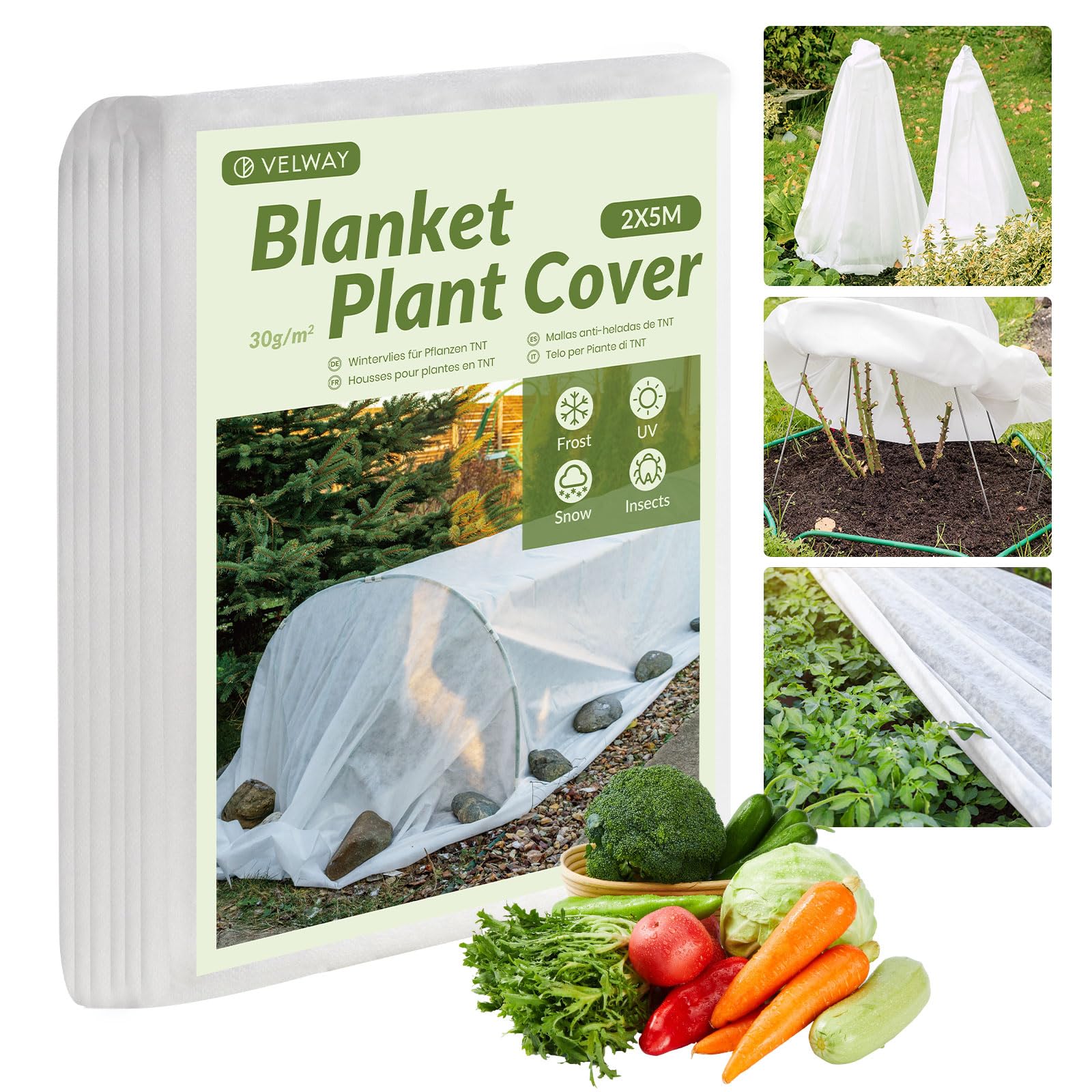 Telo Antigelo Per Piante 2x5m - Tessuto Non Tessuto 35g/m² - Protezione Invernale Per Orto E Giardino - Velo Traspirante Per Colture, Pomodori E Fragole