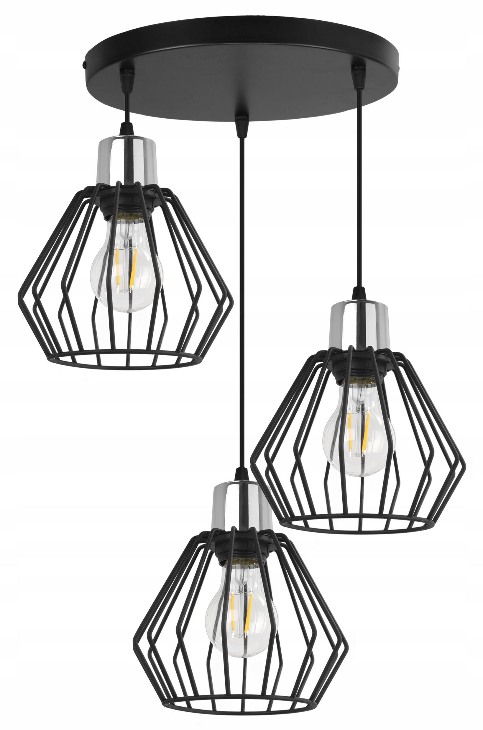 Lampa sufitowa wisząca Nuvola boho 3xE27 abażur druciak diament srebrny/czarny Light Home LH