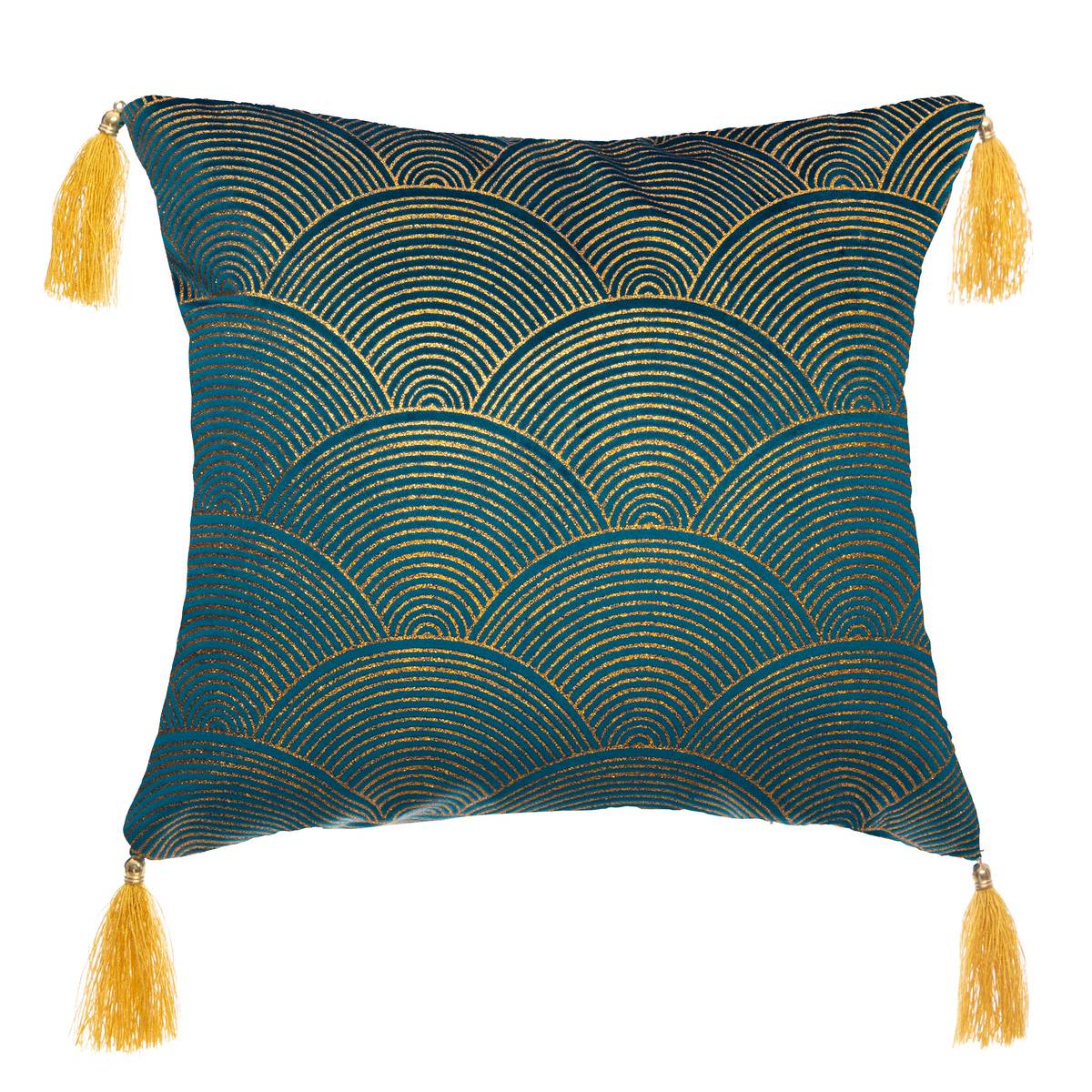 Cojín «glitter» de terciopelo azul cerceta 40 x 40 cm - atmosphera créateur d'intérieur