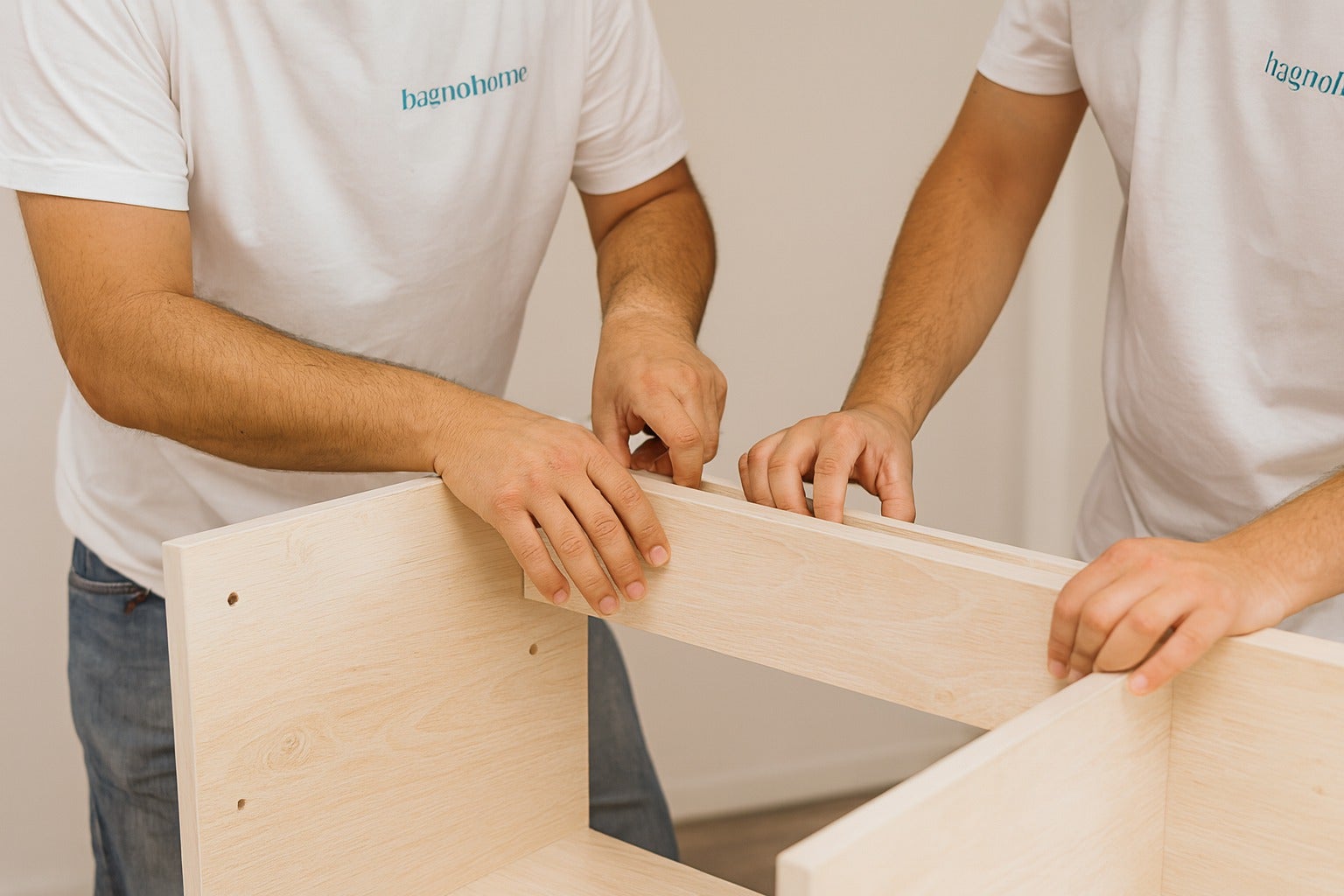 Colonna bagno sospesa in legno 1 anta altezza 125 cm cemento chiaro I Made in Italy - 9