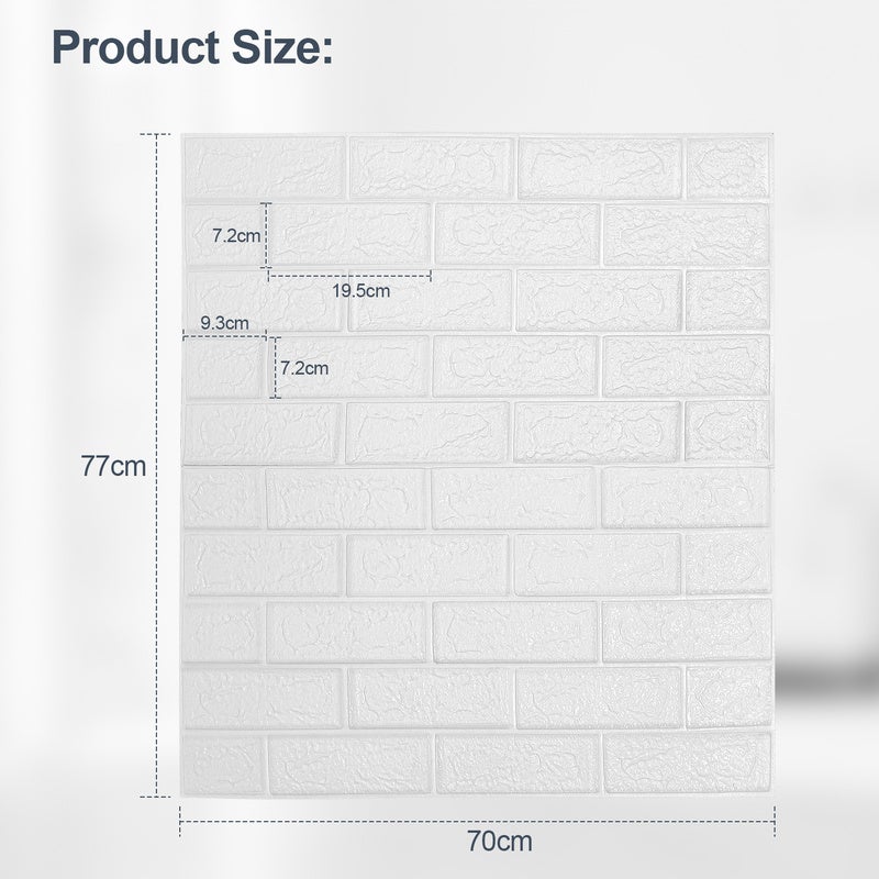 Set di 10 pannelli murali 3D autoadesivi effetto pietra 70 x 77 cm in schiuma PE - bianco - 2