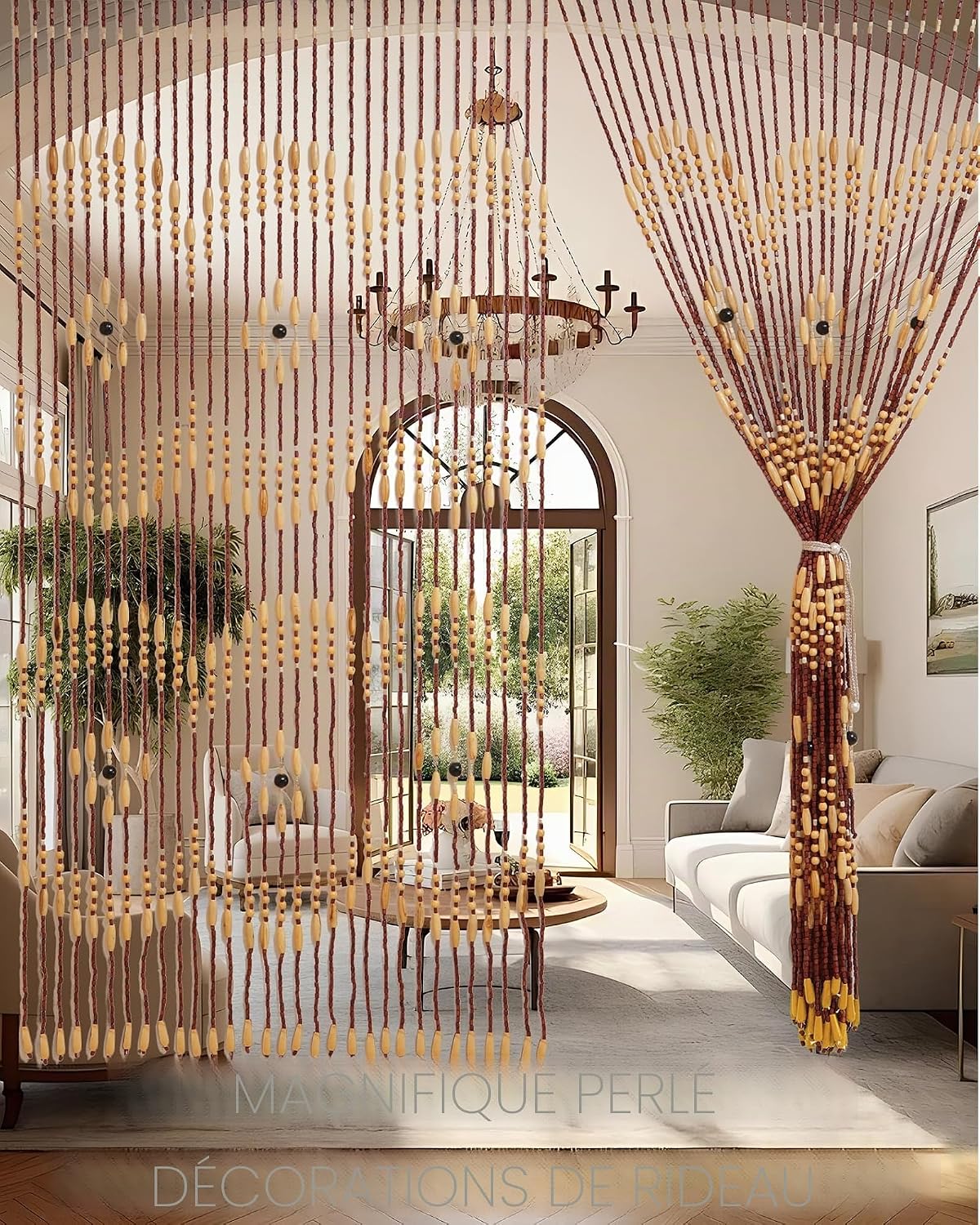 Rideau de porte en perles de bambou 90 x 175 cm pour portes, 31 brins, rideaux de perles comme décoration d'écran - 2