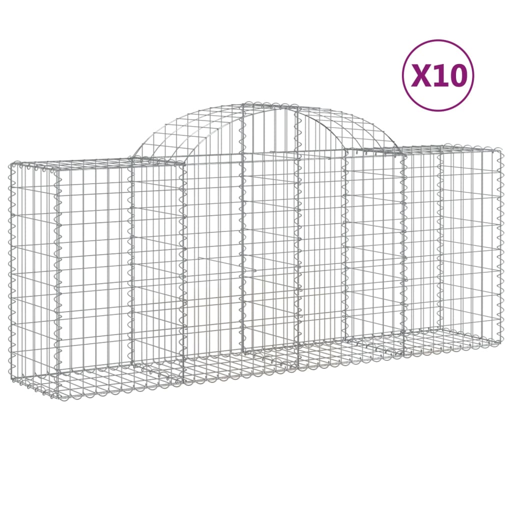 Kosze gabionowe, 10 szt, 200x50x80/100 cm, galwanizowane żelazo vidaXL