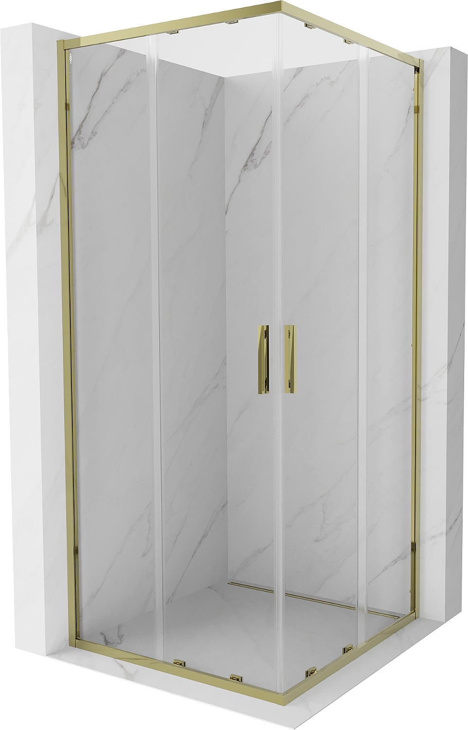 Mexen Exo kabina prysznicowa kwadratowa rozsuwana 70 x 70 cm, transparent, złota - 8111-070-070-50-00