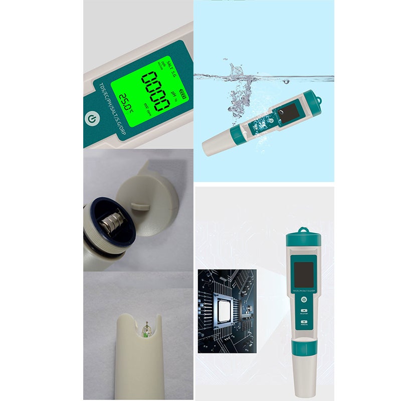 Stylo de test de qualité de l'eau multifonctionnel sept en un, blanc et vert (rétroéclairage, avec batterie) - 2