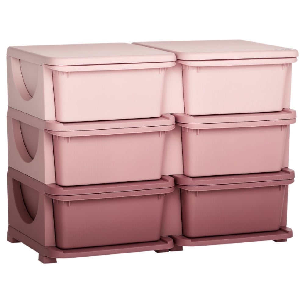 Caja de plástico con cajones rosa 75 x 37 x 56,5 cm Organizador