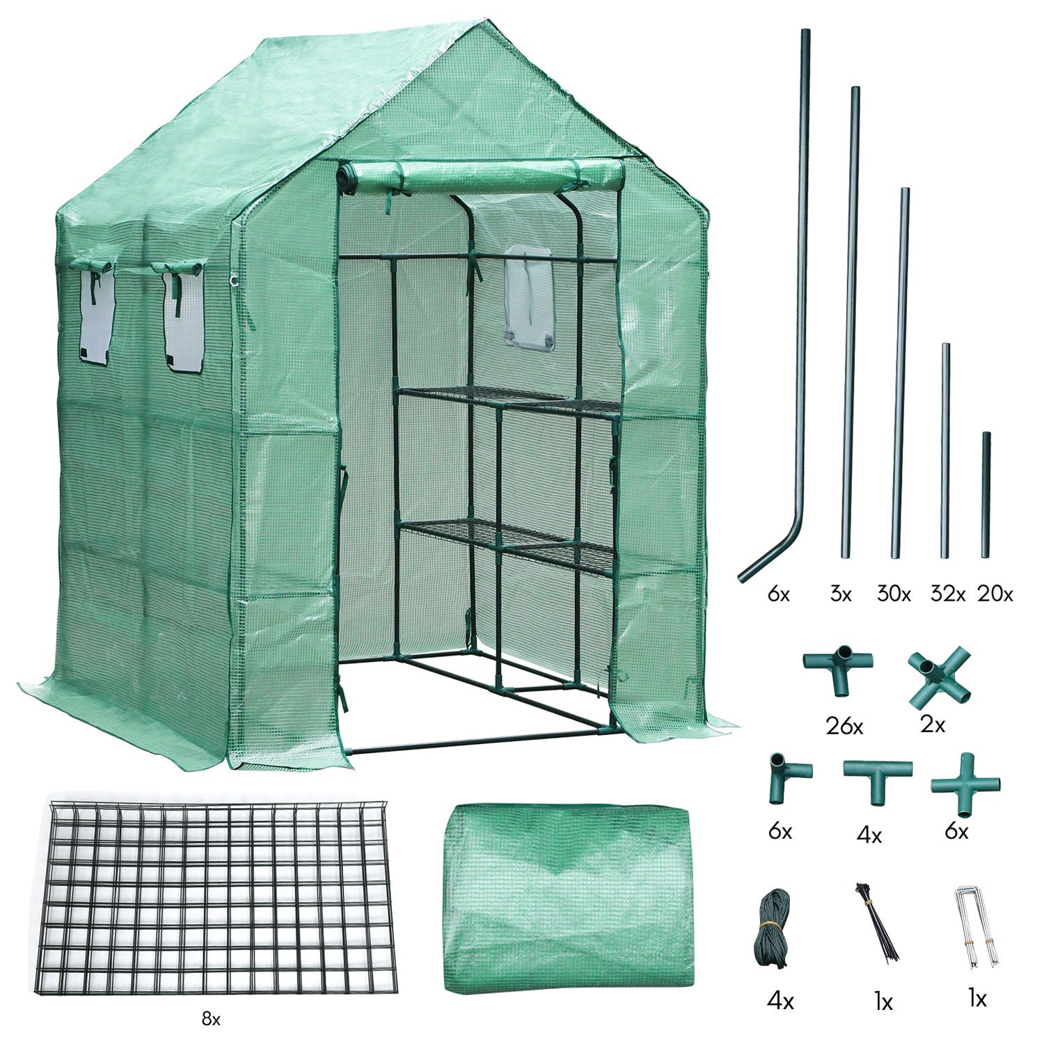 Szklarnia na pomidory PE wzmocniona 135 g/m² wys. 143 x gł. 143 x wys. 195 cm, zielona