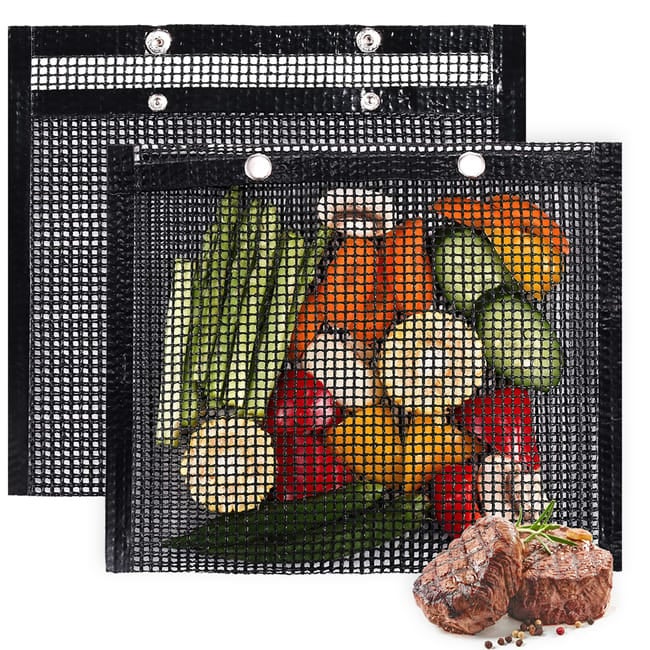 Siatkowe torby do gotowania, odporne na ciepło, z powłoką zapobiegającą przywieraniu, do grillowania na świeżym powietrzu, 30 x 24 cm, opakowanie 2 s