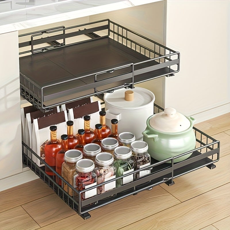 Lot De 3 Tiroirs Coulissants Armoires Cuisine - Organisation Sous Étagères Blanc