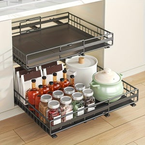 Confezione Da 2 Cassetti Estraibili Espandibili Per Cucina - Larghezza Regolabile 41,3-66,3 Cm X Profondità 43 Cm