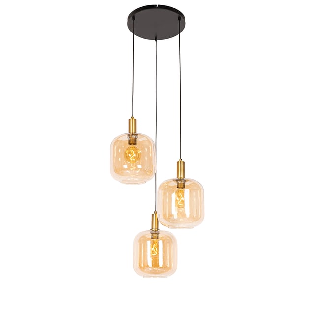 Qazqa design lampe suspendue - Zuzanna - orange, rond, max. 40w, e27, à 3 lumières, 50cm, idéal pour la salle à manger