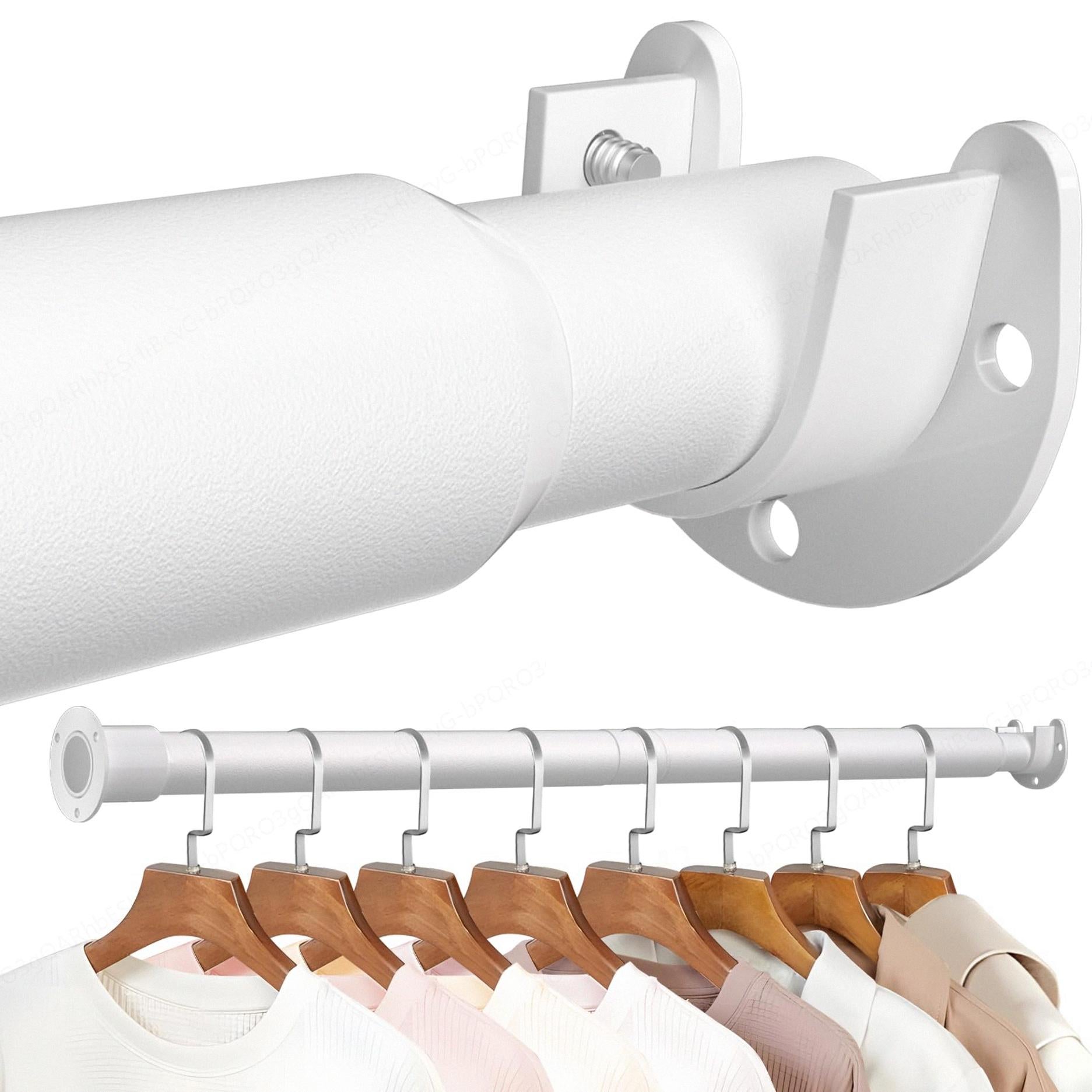 GENERIQUE à rideaux réglable (43 cm-103 cm), tringle télescopique robuste, tringle blanche, convient armoires, placards, salles de bains et buanderies - 2