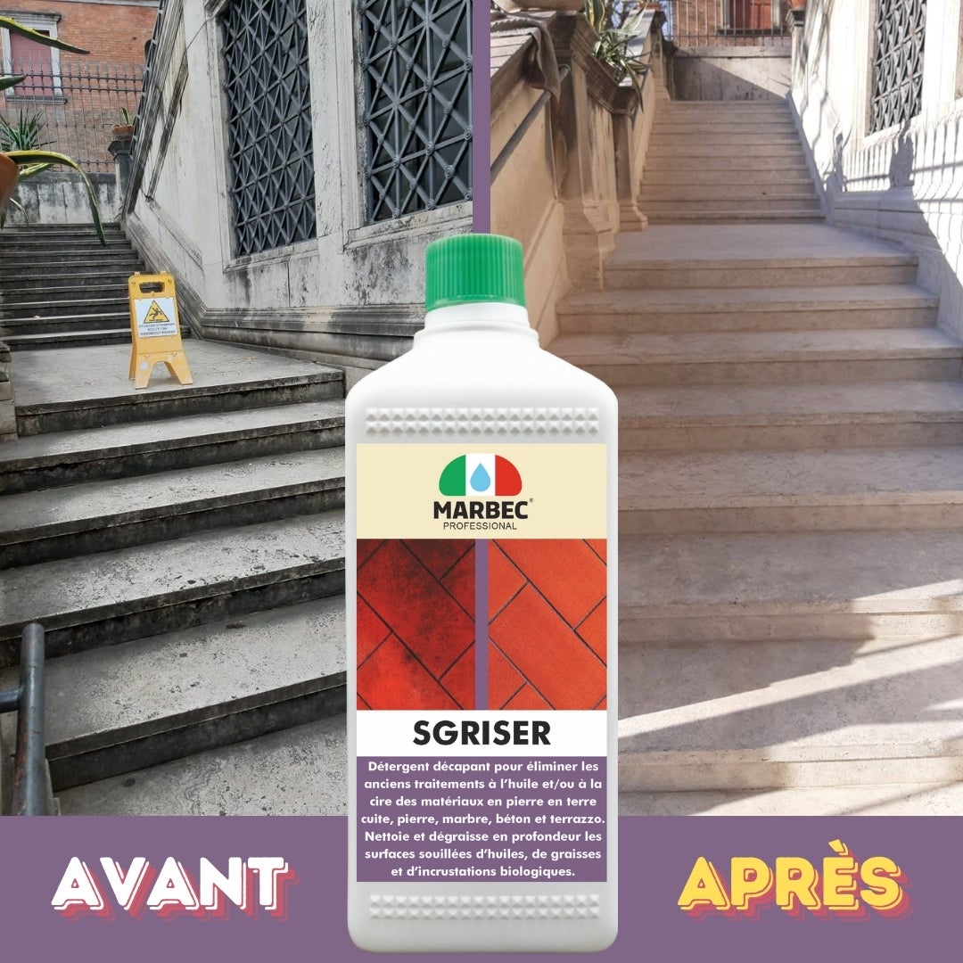 Détergent décapant puissant pour nettoyage de terre cuite pierre marbre SGRISER - 1LT - 5