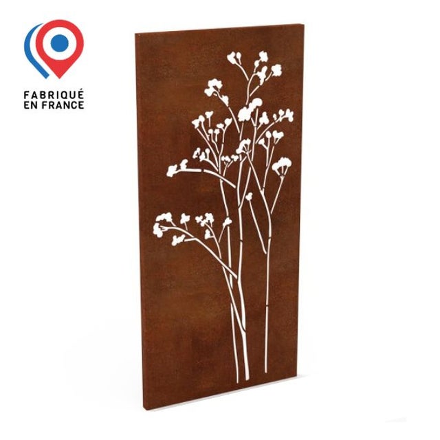 Panneau Brise Vue Métal Acier Corten Premium H.180 cm Motif Coton - madecoupesurmesure