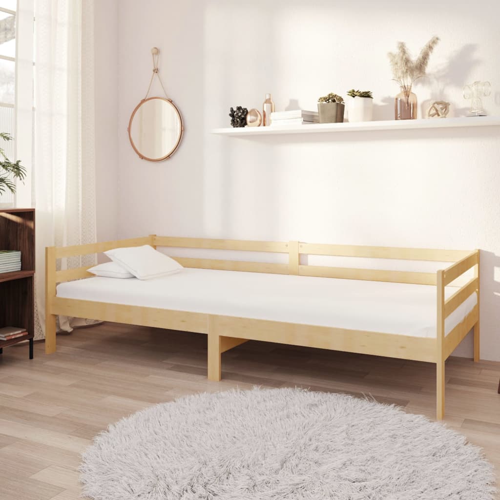 Łóżko Dzienne Drewniane Brązowe Rama Łóżka Ze Stelażem Sofa 90x200 cm
