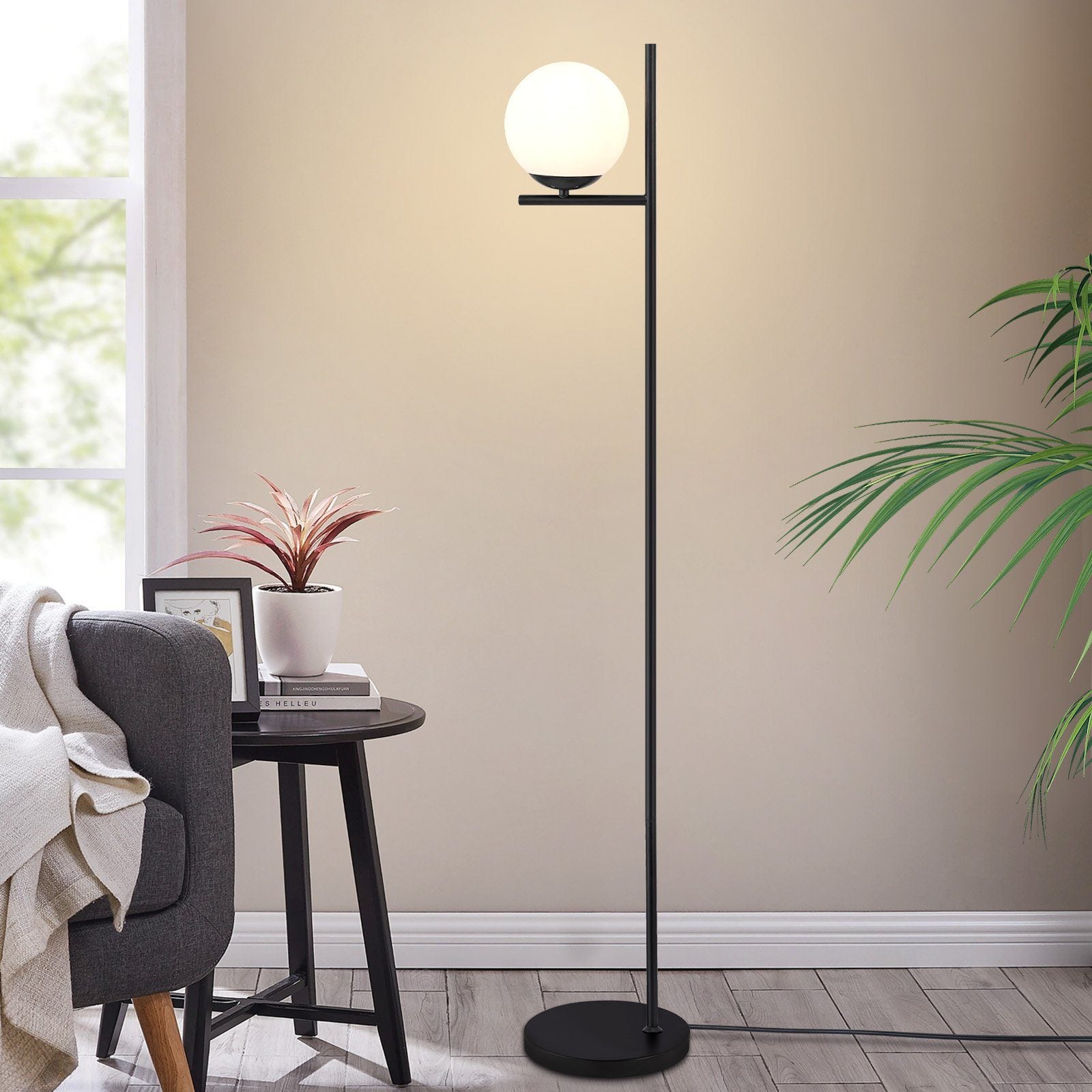 ZMH Lampadaire noir E27 1 flamme métal lampadaire industriel avec interrupteur à pied - 4