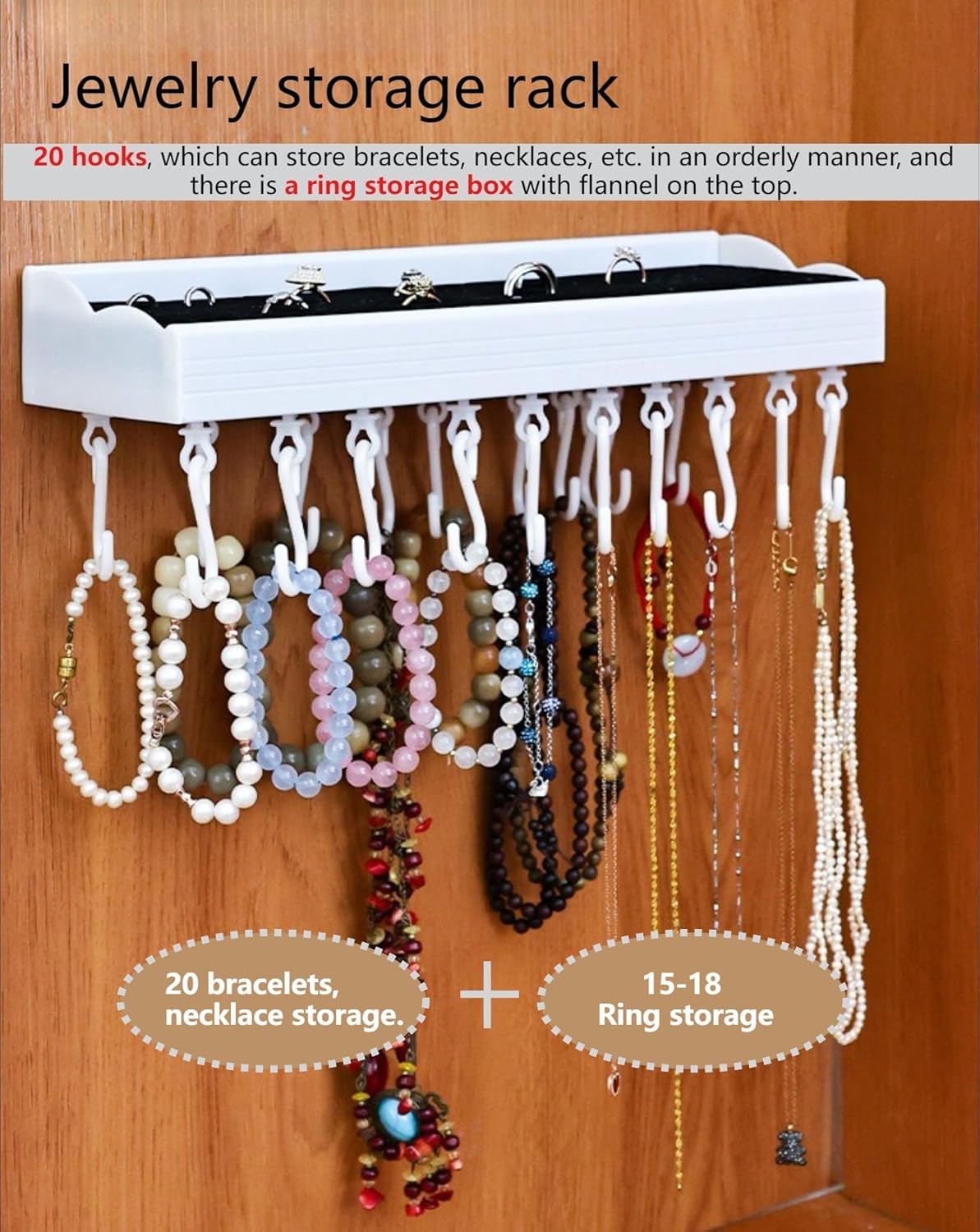 Rangement Colliers Bracelets Organisateur 80 Pochettes Transparentes à Suspendre Pour Bijoux - Organisateur De Bijoux Double Face - Grand Format Rangement Colliers Bracelets Vue Claire