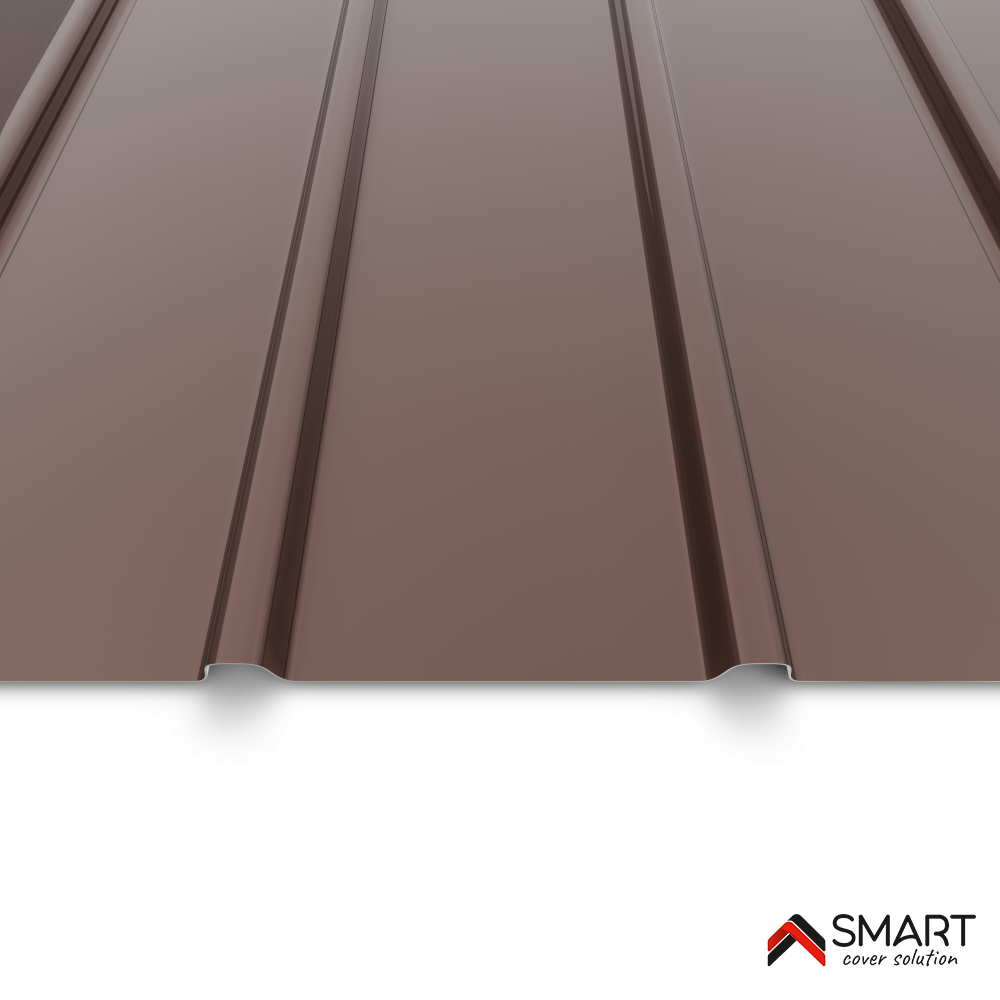 Tôle bac acier - Toiture - Couverture - plaque H12 Coloris Brun Chocolat RALl 8017 Dimensions 1200x910x0.40mm - 5