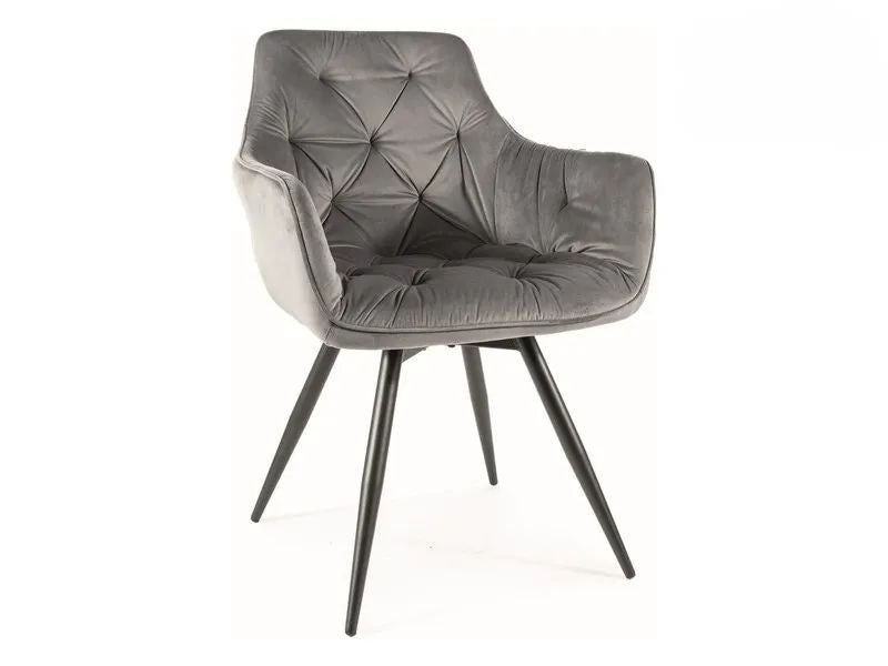 Krzesło tapicerowane MANGO VELVET szare obracane