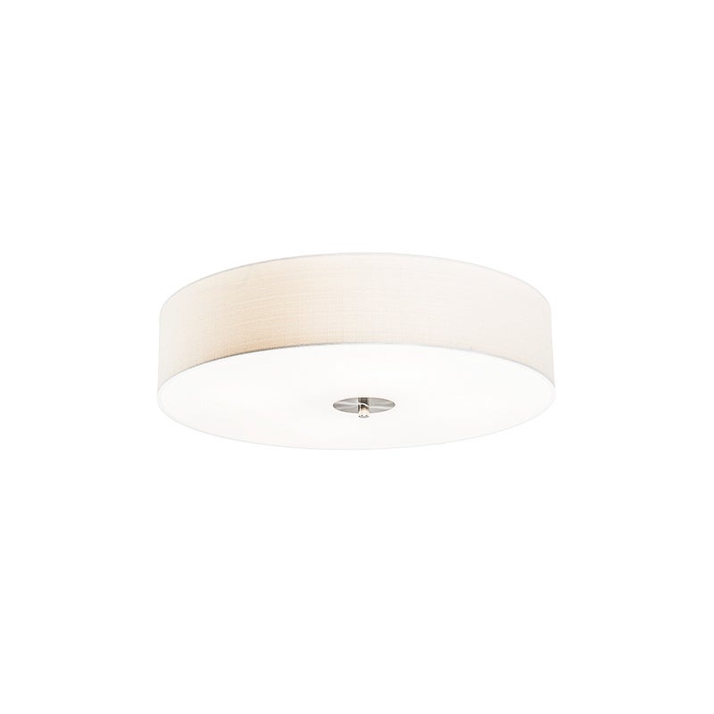 Qazqa rustykalny plafon z tkaniny inteligentny - Drum Jute - biały, okrągły, żarówkami LED 7 w zestawie, e27, 2700k - 6500k