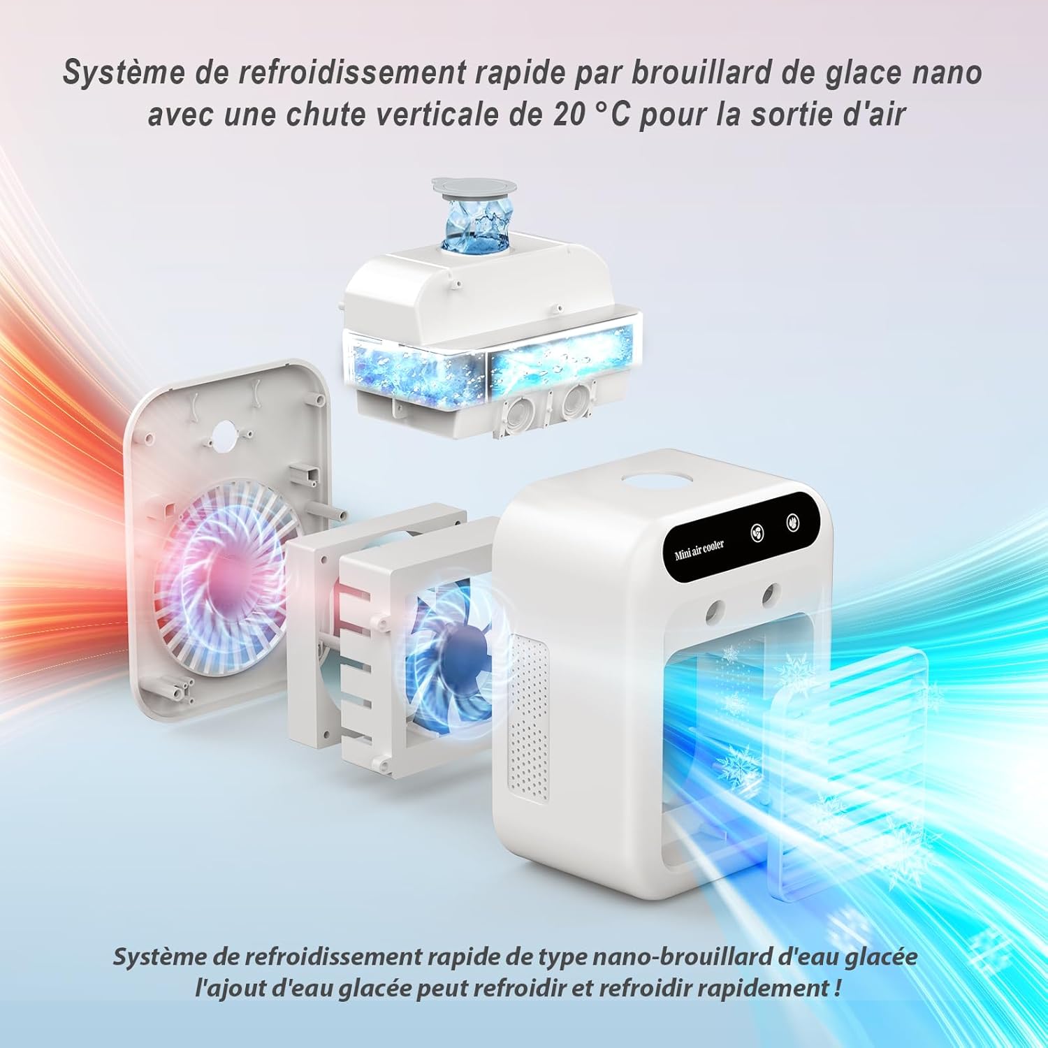 Ar-condicionado portátil silencioso, climatizador portátil de 500ml, mini ar-condicionado, ideal para casa, escritório e camping. - 4