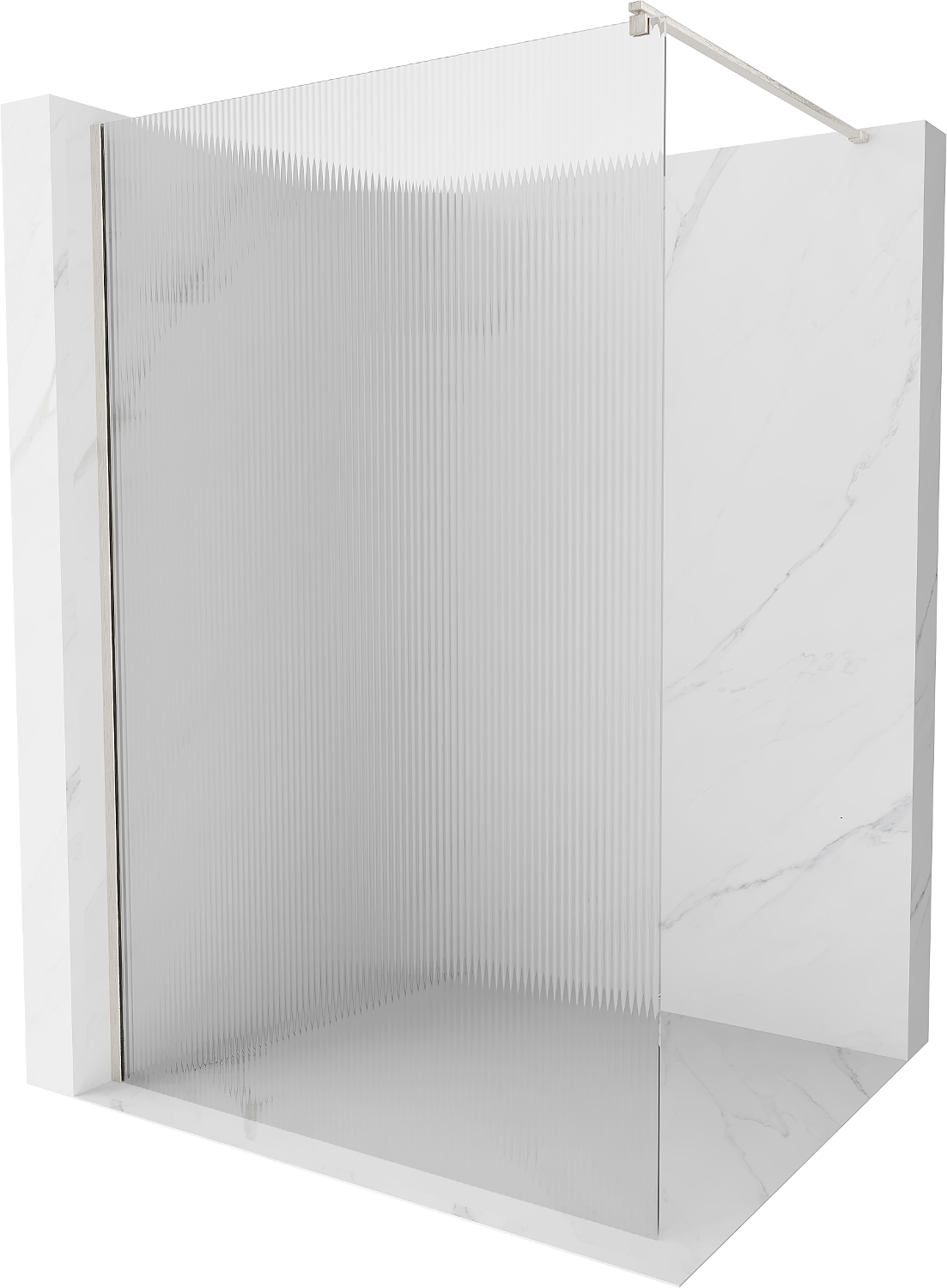 Mexen Kioto ścianka prysznicowa Walk-in 100 x 200 cm, prążki 8 mm, nikiel szczotkowany - 800-100-101-97-09